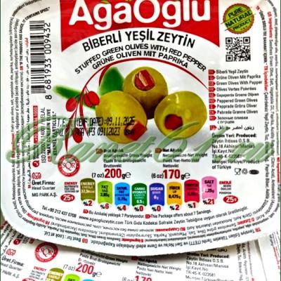 Оливки ЗЕЛЕНЫЕ гриль/перец AGA OGLU (0,2кг)
